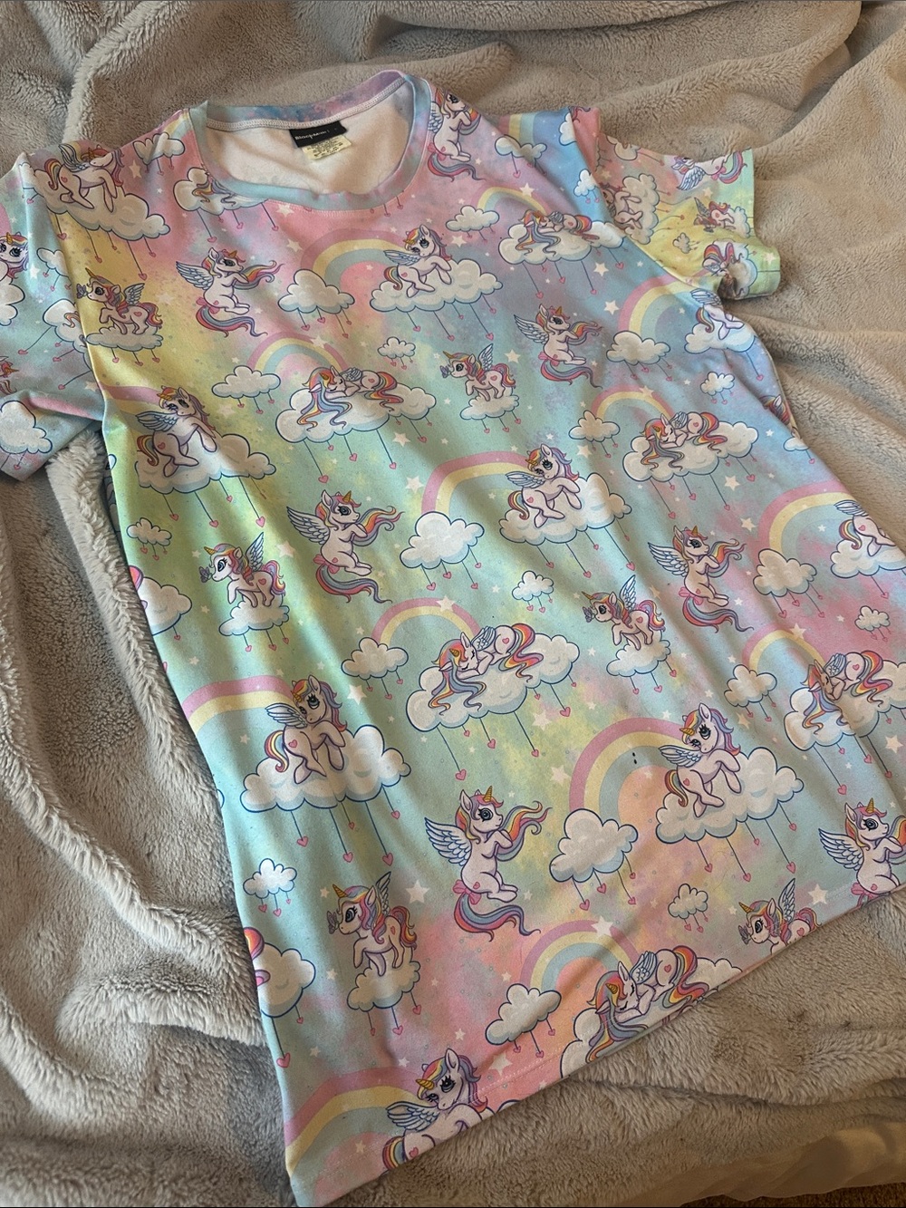 BlackMilk so happy I could puke Unicorn Rainbow Pastel Tee sz L